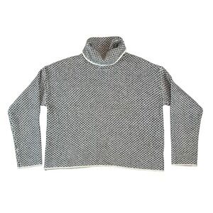 Christian Siriano New York Black White Textured Knit Cowl Neck Sweater Womens M